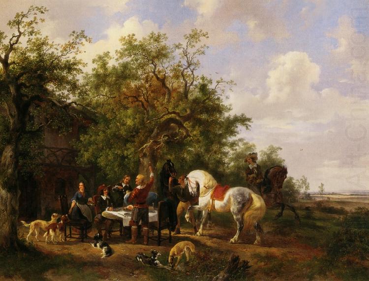 Wouterus Verschuur Compagny with horses and dogs at an inn china oil painting image